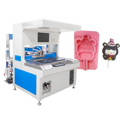 Automatica 4 colori doppia stazione macchina di decorazione del cioccolato visivo macchina di gocciolante di lollipop