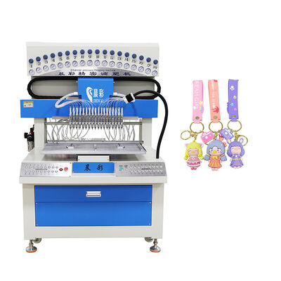 Máquina automática de gotejamento de etiquetas de silicone 18 cores Máquina de distribuição de PVC para chaveiros 2D 3D