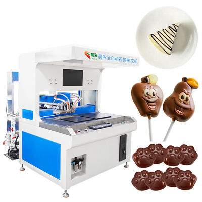 Automatic 4 Colors Dual-station Chocolate Decorating Machine for Cookies and Macarons