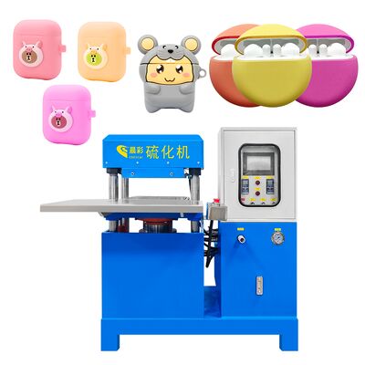 Máquina de moldeo por vulcanización automática de prensa de calentamiento de silicona de 70T para hacer logotipos de marca de fundas para auriculares