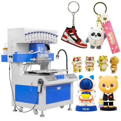 Automatic 12 Colors Silicone Dispensing Machine with 0.01mm XYZ Accuracy for Energy Saving PVC Keychain Making