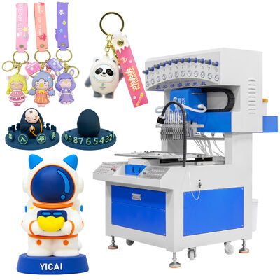 Automatic 12 Colors Silicone Dispensing Machine with 0.01mm XYZ Accuracy for Energy Saving PVC Keychain Making