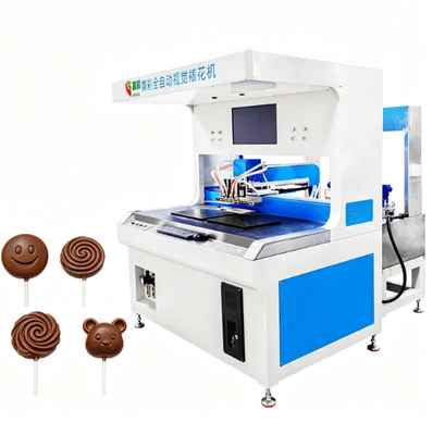 4 Colors Automatic Dual-station Chocolate Decorating Machine with 1200mm/s Speed for Cartoon Desserts