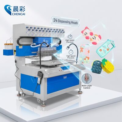 Automatic 24 Colors Soft PVC Keychain Making Machine Silicone Dispensing Machine for Coin Purse Phone Case